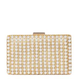 Forever New Kelsey Pearl Golden PU Embellished Clutch-image-50