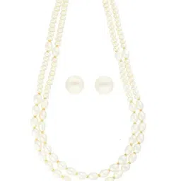 Sri Jagdamba Pearls Golden Alloy Necklace & Earring Set-image-44