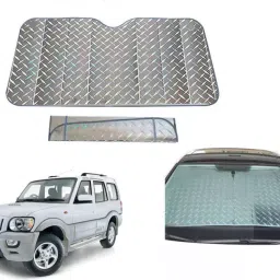 Auto Pearl F218 Dashboard Sun Shade Cover with Suction Cup for Mahindra Scorpio (Grey)-45