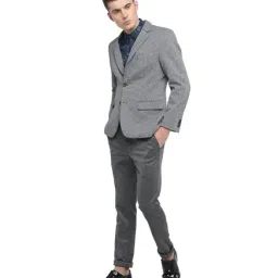 Basics Light Grey Full Sleeves Notched Lapel Blazer image 5