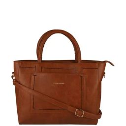 Giordano Brown Solid Large Handbag-image-11