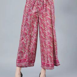 Aditi Wasan Maroon Printed Relaxed Fit Mid Rise Trousers-image-66