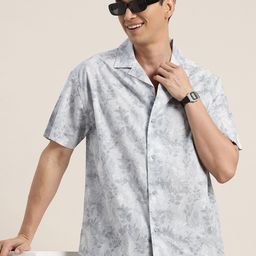 HERE&NOW Pure Cotton Tropical Printed Relaxed Fit Casual Shirt-image-55