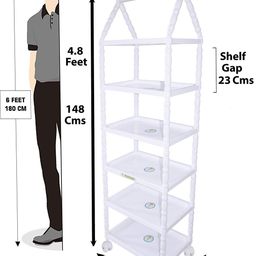 FLIPZON Baby Wardrobe Plastic Multipurpose 6 Shelve, Foldable, (Unbreakable Material) (Rabbit Pattern - Sky Blue) image 2