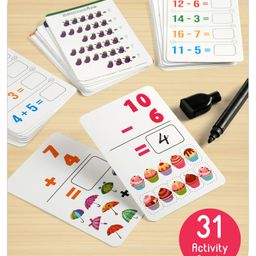 Babyhug Simple Maths Write N Wipe Double Sided Activity Cards - 31 Pieces-12