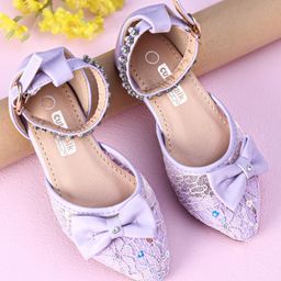 Cute Walk by Babyhug Sandals Bow & Beads Applique - Purple-image-56