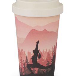 Earthism Eco-Friendly Bamboo Fibre Travel Coffee Mug with lid 400ml Yoga - Pink-83