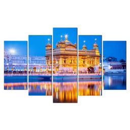 WENS Sri Harmandir Sahib 5 Pieces Laminated Wall Art Panels  -Multicolor-13