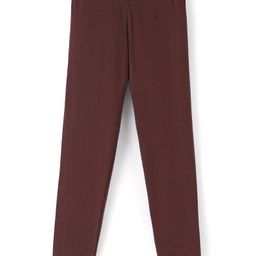 Pine Kids Cotton Spandex Full Length Solid Color Stretchable Leggings - Brown-image-77