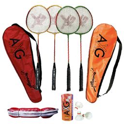 AXG Thrasher Racquets with Feather shuttles and net Badminton Kit-6