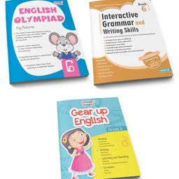 Grade 6 English Practice Workbooks: Gear Up English, English Olympiad, Comprehension and Cloze, Interactive Grammar and Writing Skills (Set of 3) Ages 11 - 12 Years  English-25