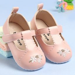 Babyoye Booties with Velcro Closure & Floral Design - Pink-image-17
