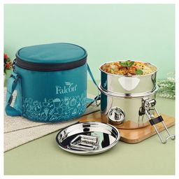 PddFalcon Stainless Steel Royal Jumbo Lunch Box Set of 2 1000ml, Sea Green-picture-16