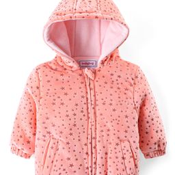 Babyhug Full Sleeves Hooded Sweatjacket With Stars Design - Orange-image-97
