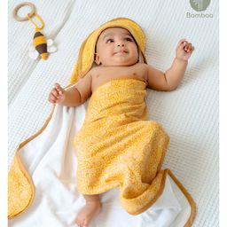 Cocoon Care Bamboo Muslin Terry Fruits Printed Hooded Towel - Mustard Yellow-image-29