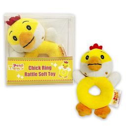 Desi Toys Cute Chick face Rattle Soft Toy (Plush) for Baby with Round Handle. Safe Colourful & Sensory Infant Soft Toy - Multicolor-image-46