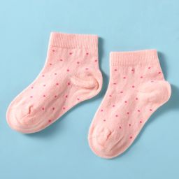 Mustang Cotton Knit Ankle Length Socks with Polka Dots Design - Pink-image-97
