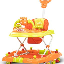 Baybee Froza Baby Walker for Kids with 3 Height Adjustable Parental Handle Rocker & Stopper, Activity Walker for Baby with Food Tray & Musical Toy Bar - Orange-27