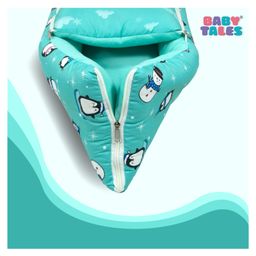Baby Tales Carry Nest With Penguin Print - Sea Green-12