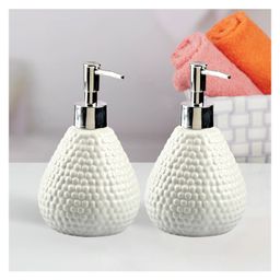KOOKEE Ceramic Soap Dispenser for handwash for Bathroom, White, (Set of 2) (10975)-14
