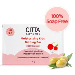 CITTA Moisturizing Kids Bathing Bar for Sensitive Skin |100% Soap Free | pH 5.5 | Enriched With Olive Oil & Vitamin E| 75g-56
