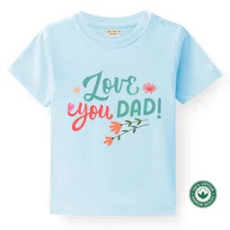 BLUSHES 100% Cotton Fathers Day Theme Half Sleeves Love You Dad Text Printed Tee - Aqua Blue-picture-44