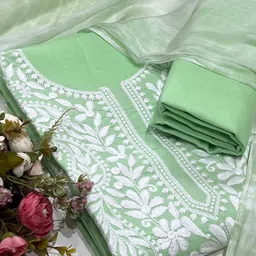 SALWAR STUDIO Floral Embroidered Thread Work Cotton Unstitched Dress Material-image-88