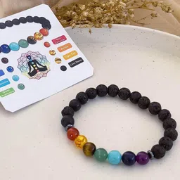 P. R. PRINTS Unisex 7 Chakra Lava Stone Crystal Wraparound Bracelet-54