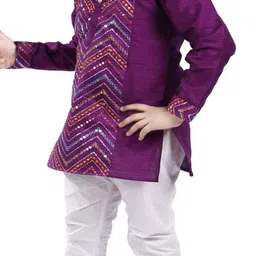 BAESD Boys Embroidered Regular Sequinned Kurta with Pyjamas image 3