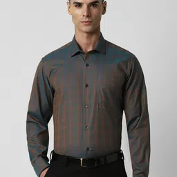 Van Heusen Men Spread Collar Checked Cotton Formal Shirt-image-30