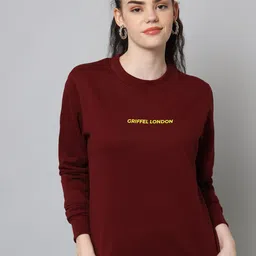 GRIFFEL Women Typography Printed Round Neck Sweatshirt-image-39
