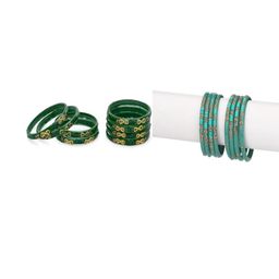 SOMIL Set Of 16 Green Alloy Artificial Stones & Beads Bangles-picture-40