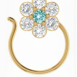 SHREEVARAM Cubic Zirconia Gold-Plated Brass Nose Ring-image-82