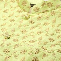 SOJANYA Men Yellow Mirror Work Kurta with Pyjamas & Nehru Jacket image 2