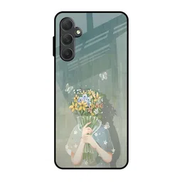 QRIOH Floral Printed Sleek & Lightweight Silicone Samsung Galaxy M54 5G Glass Back Case-picture-5