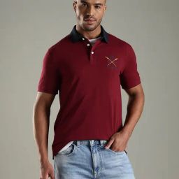 Tommy Hilfiger Burgundy Cotton Regular Fit Polo T-Shirt-picture-20