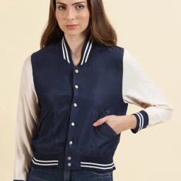 SHOWOFF Navy & Off White Regular Fit Jacket-picture-25