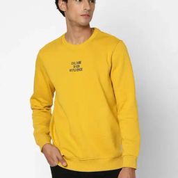 Spykar Sulphur Yellow Slim Fit Sweatshirt-1