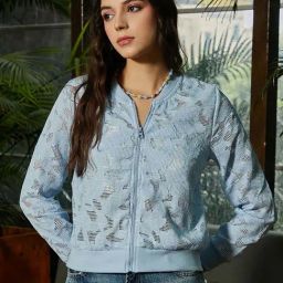 Campus Sutra Blue Regular Fit Self Pattern Jacket-picture-16