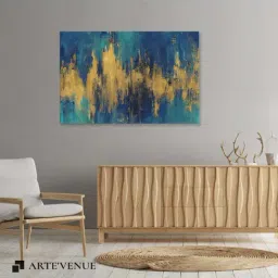 ARTE'VENUE Crop Blue & Yellow Canvas Wall Art - Set of 1 (14 X 9 inch)-27