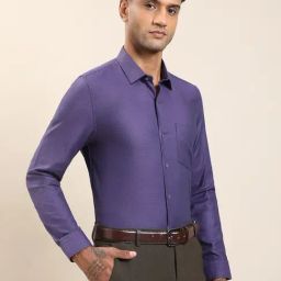 Turtle Purple Cotton Slim Fit Self Design Formal Shirt-picture-17