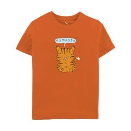 Zeezeezoo Kids Orange Namaste- Tiger Printed T-shirt-image-39