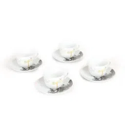 Home4U White & Black Porcelain Tea Set (4 Cups & 4 Saucers)-image-25