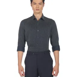 Arrow Navy Cotton Slim Fit Printed Shirt-picture-49