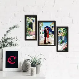 eCraftIndia Set of 3 Loving Couple Satin Matt Texture UV Art Painting-33