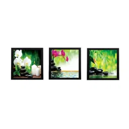 eCraftIndia Set Of 3 Flora and Stones Satin Matt Texture UV Art Painting-29
