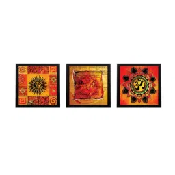 eCraftIndia Set Of 3 Om and Ganesha Satin Matt Texture UV Art Painting-image-91