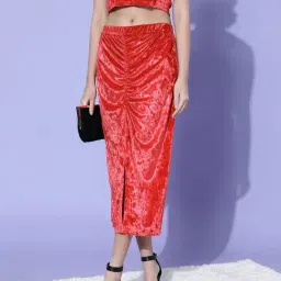 Marie Claire Red Bodycon Midi Skirt-picture-6