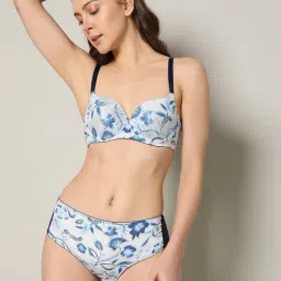 Vero Moda Intimates Blue & White Floral Full Coverage T-Shirt Bra-picture-17