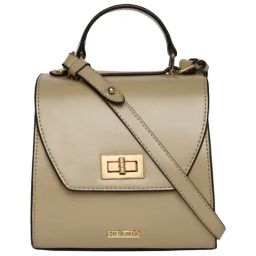 KLEIO Beige Solid Medium Satchel Handbag-image-90